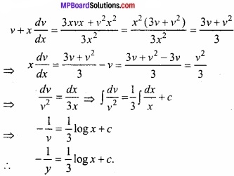 MP Board Class 12th Maths Important Questions Chapter 9 अवकल समीकरण