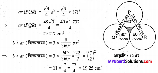 MP Board Class 10th Maths Solutions Chapter 12 वृतों से संबंधित क्षेत्रफल Additional Questions 37