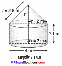 MP Board Class 10th Maths Solutions Chapter 13 पृष्ठीय क्षेत्रफल एवं आयतन Ex 13.1 10