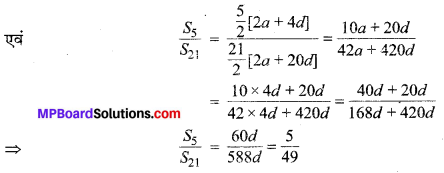MP Board Class 10th Maths Solutions Chapter 5 समान्तर श्रेढ़ियाँ Additional Questions 2