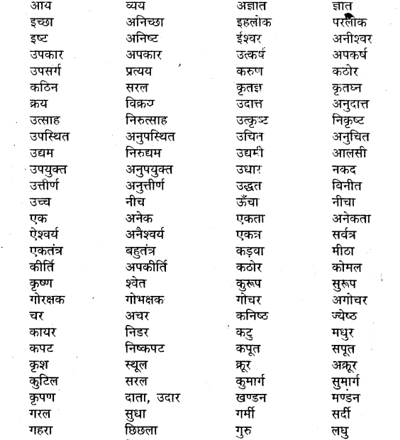 MP Board Class 12th General Hindi व्याकरण विलोम शब्द img-2