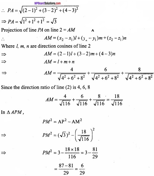 MP Board Class 12th Maths Important Questions Chapter 11 Three Dimensional Geometry IMG 27a