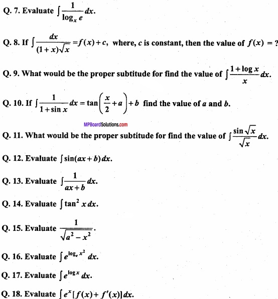 MP Board Class 12th Maths Important Questions Chapter 7A Integration img 3a - Copy