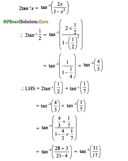 MP Board Class 12th Maths Solutions Chapter 2 Inverse Trigonometric Functions Ex 2.2 2