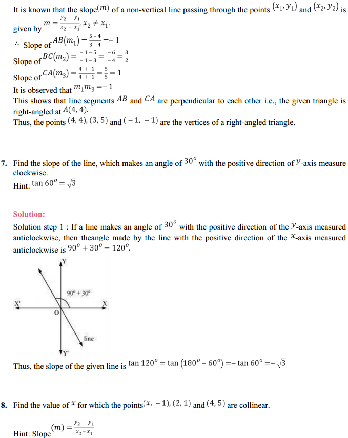 MP Board Class 11th Maths Solutions Chapter 10 Straight Lines 10.1 7