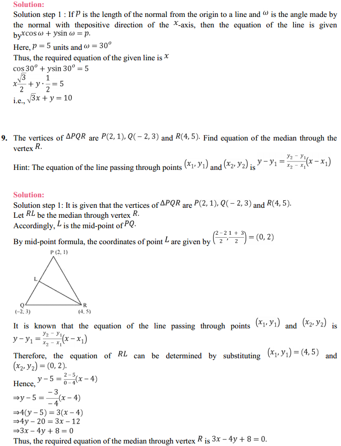 MP Board Class 11th Maths Solutions Chapter 10 Straight Lines 10.2 4