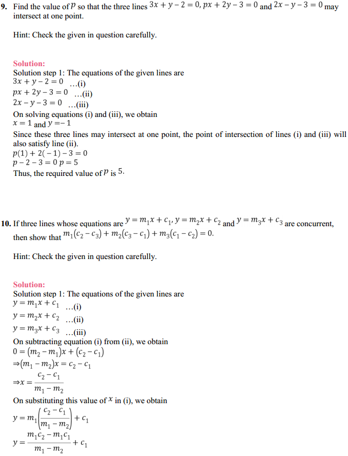 MP Board Class 11th Maths Solutions Chapter 10 Straight Lines Miscellaneous Exercise 12