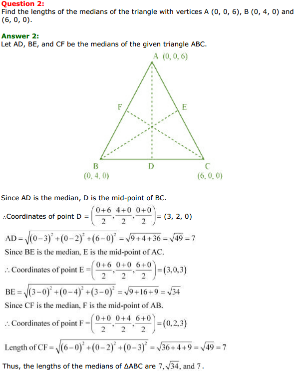 MP Board Class 11th Maths Solutions Chapter 12 Introduction to three Dimensional Geometry Miscellaneous Exercise 2
