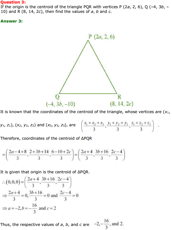 MP Board Class 11th Maths Solutions Chapter 12 Introduction to three Dimensional Geometry Miscellaneous Exercise 3