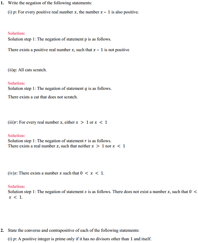 MP Board Class 11th Maths Solutions Chapter 14 Mathematical Reasoning Miscellaneous Exercise 1