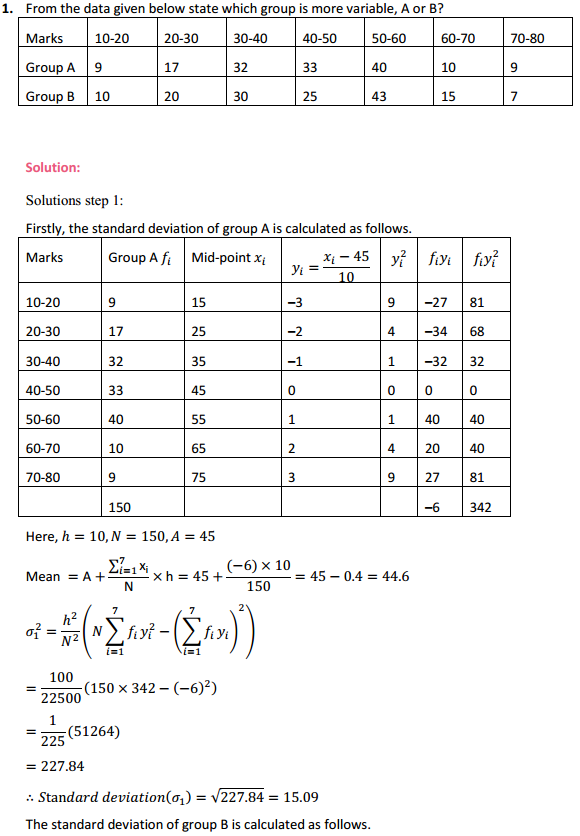 MP Board Class 11th Maths Solutions Chapter 15 Statistics Ex 15.3 1