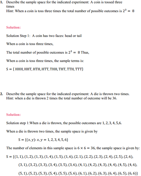 MP Board Class 11th Maths Solutions Chapter 16 Probability Ex 16.1 1