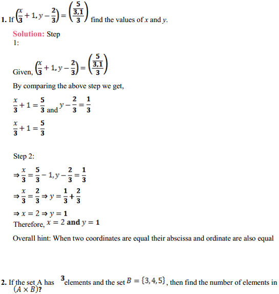 MP Board Class 11th Maths Solutions Chapter 2 Relations and Functions Ex 2.1 1