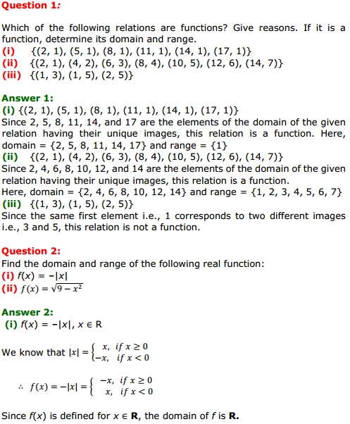 MP Board Class 11th Maths Solutions Chapter 2 Relations and Functions Ex 2.3 1