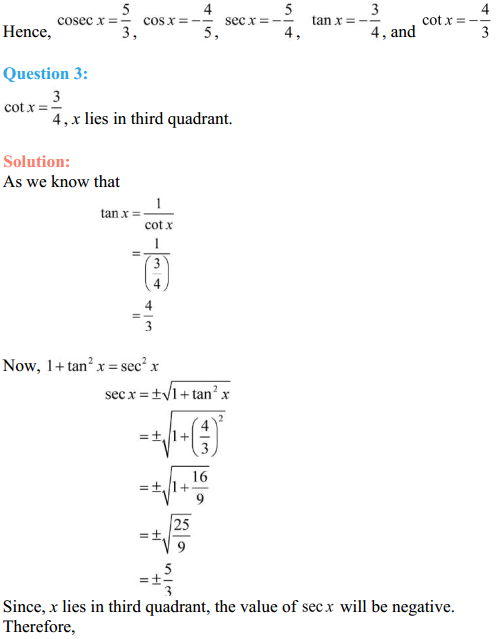 MP Board Class 11th Maths Solutions Chapter 3 Trigonometric Functions Ex 3.2 5