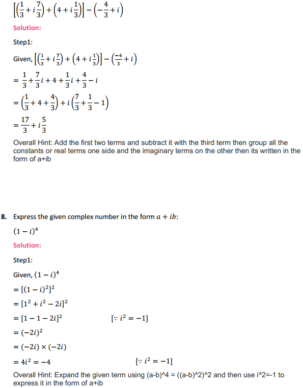 MP Board Class 11th Maths Solutions Chapter 5 Complex Numbers and Quadratic Equations Ex 5.1 4