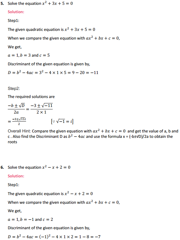 MP Board Class 11th Maths Solutions Chapter 5 Complex Numbers and Quadratic Equations Ex 5.3 3