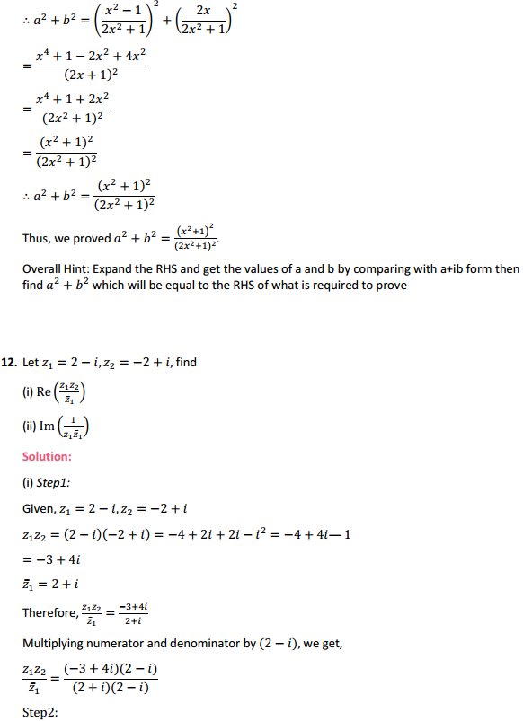 MP Board Class 11th Maths Solutions Chapter 5 Complex Numbers and Quadratic Equations Miscellaneous Exercise 11