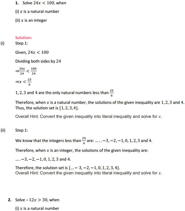 MP Board Class 11th Maths Solutions Chapter 6 Linear Inequalities Ex 6.1 1