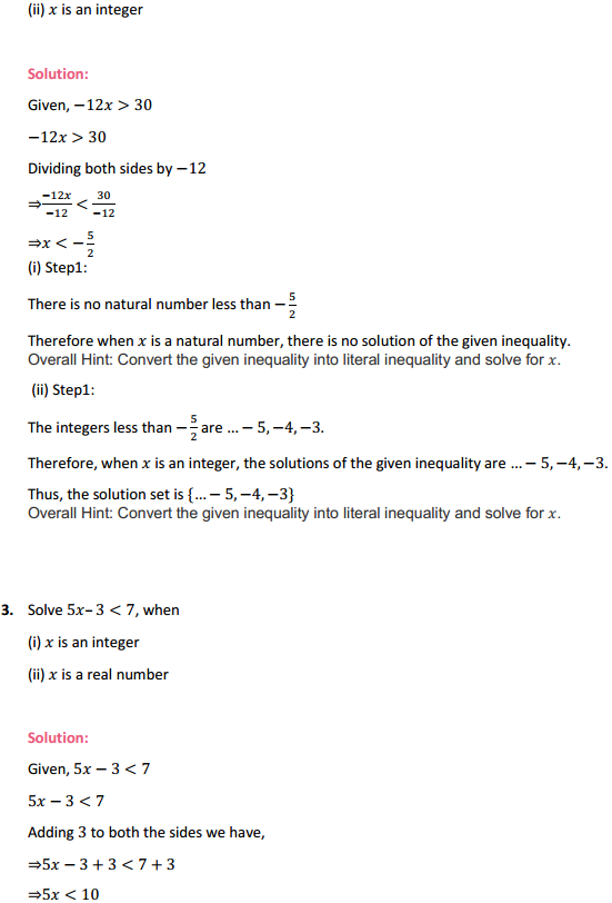 MP Board Class 11th Maths Solutions Chapter 6 Linear Inequalities Ex 6.1 2