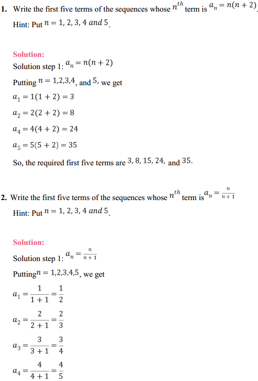 MP Board Class 11th Maths Solutions Chapter 9 Sequences and Series Ex 9.1 1