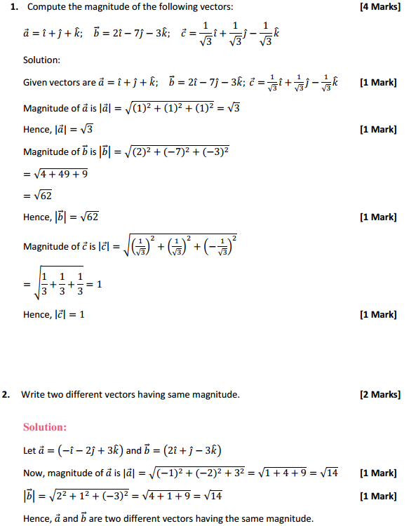 MP Board Class 12th Maths Solutions Chapter 10 Vector Algebra Ex 10.2 1