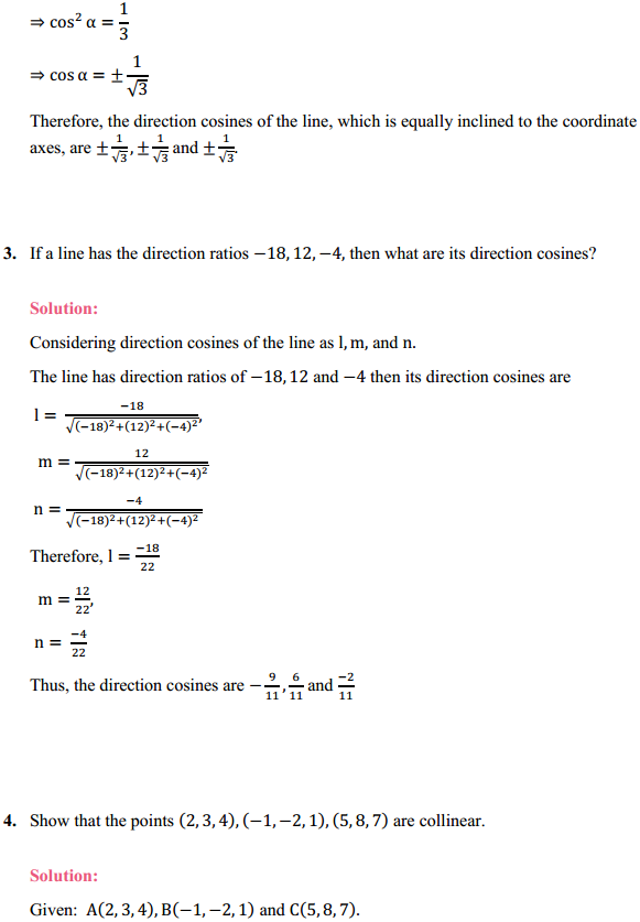 MP Board Class 12th Maths Solutions Chapter 11 Three Dimensional Geometry Ex 11.1 2