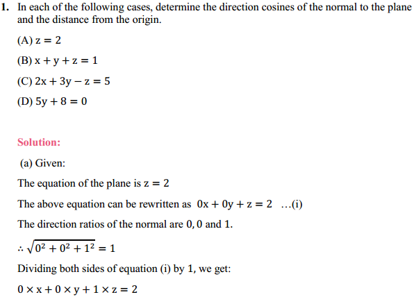MP Board Class 12th Maths Solutions Chapter 11 Three Dimensional Geometry Ex 11.3 1