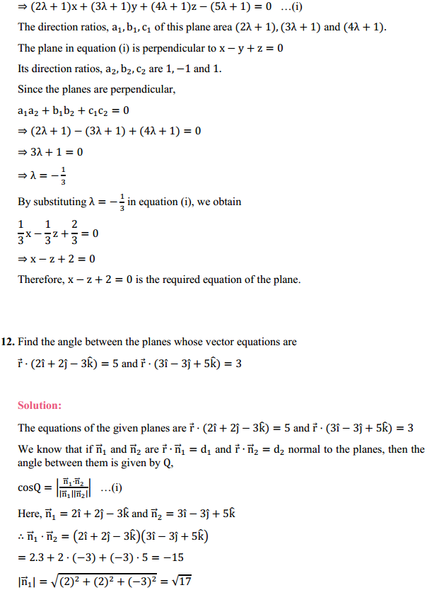 MP Board Class 12th Maths Solutions Chapter 11 Three Dimensional Geometry Ex 11.3 13
