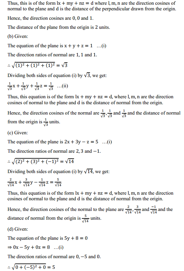 MP Board Class 12th Maths Solutions Chapter 11 Three Dimensional Geometry Ex 11.3 2