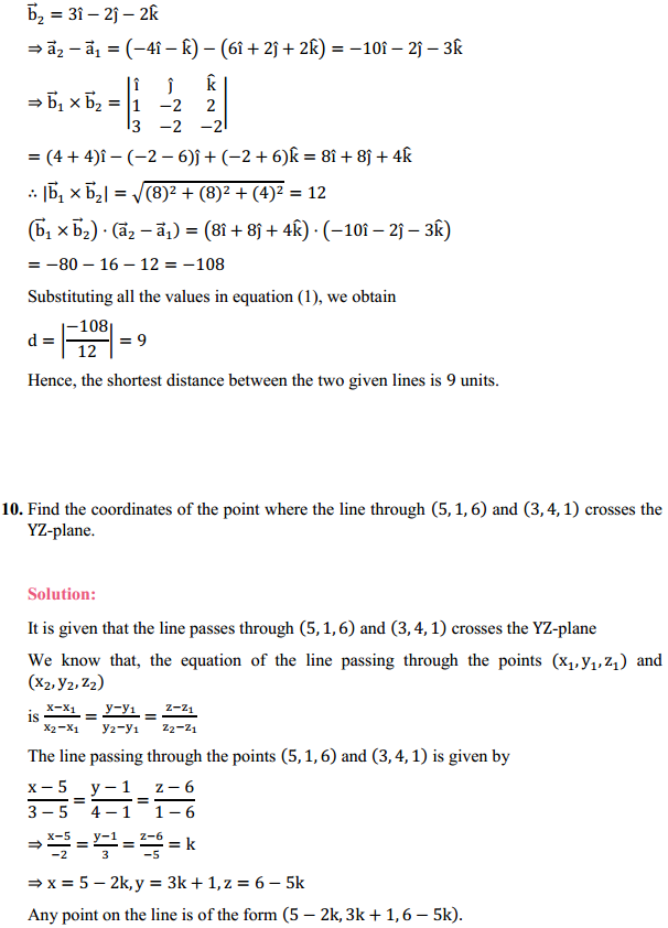 MP Board Class 12th Maths Solutions Chapter 11 Three Dimensional Geometry Miscellaneous Exercise 7