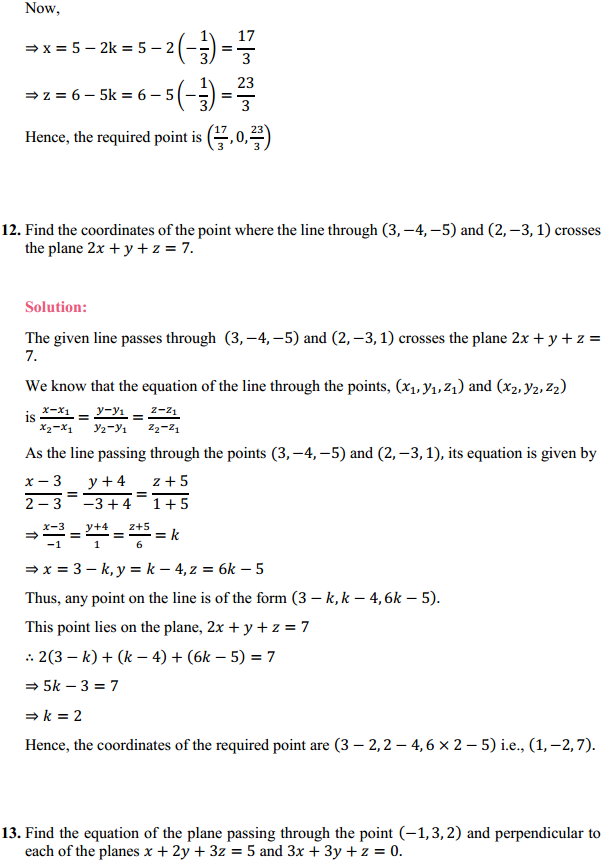 MP Board Class 12th Maths Solutions Chapter 11 Three Dimensional Geometry Miscellaneous Exercise 9