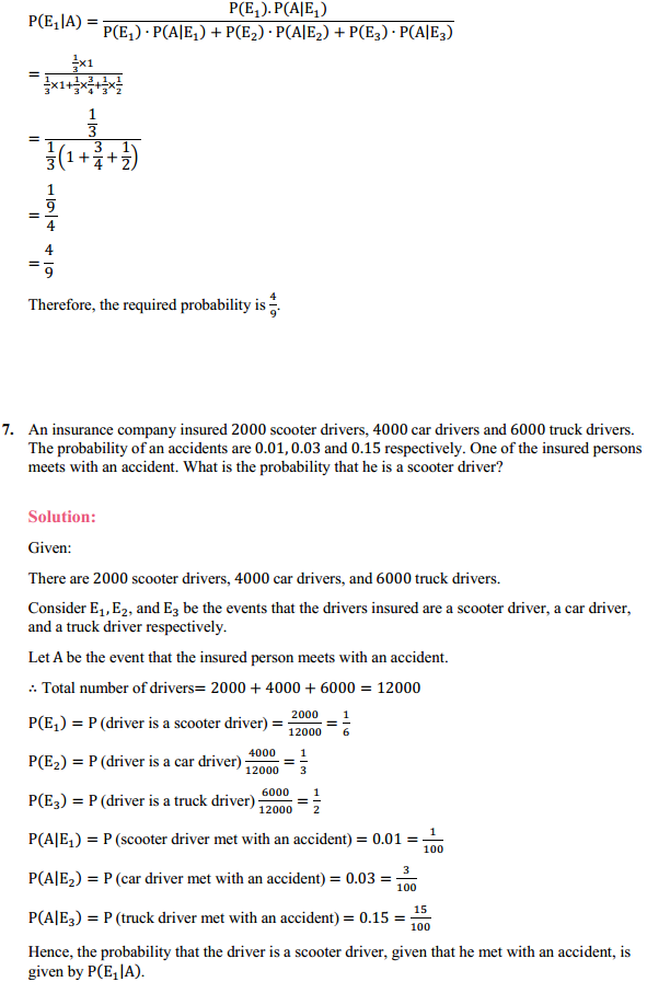 MP Board Class 12th Maths Solutions Chapter 13 Probability Ex 13.3 10