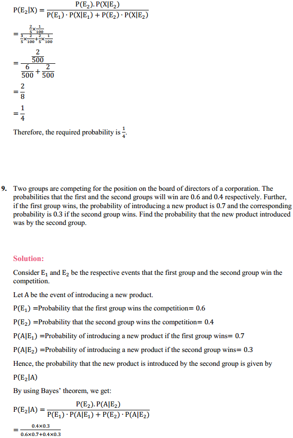 MP Board Class 12th Maths Solutions Chapter 13 Probability Ex 13.3 12