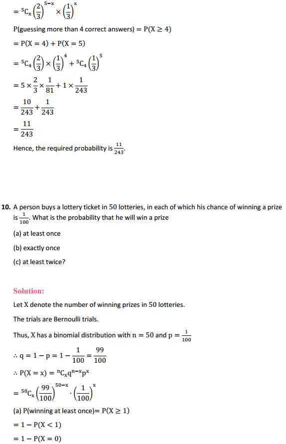 MP Board Class 12th Maths Solutions Chapter 13 Probability Ex 13.5 12