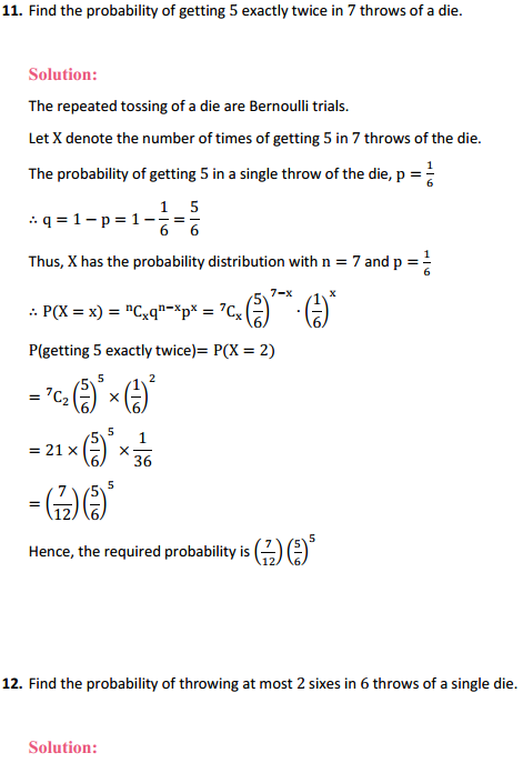 MP Board Class 12th Maths Solutions Chapter 13 Probability Ex 13.5 14