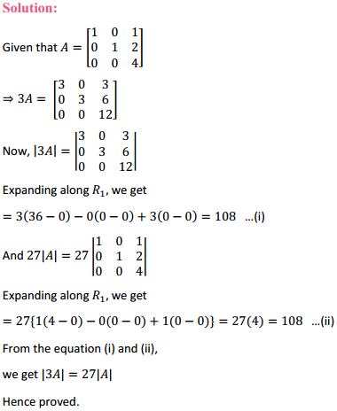 MP Board Class 12th Maths Solutions Chapter 4 Determinants Ex 4.1 3