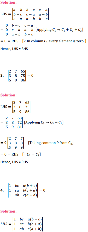 MP Board Class 12th Maths Solutions Chapter 4 Determinants Ex 4.2 2