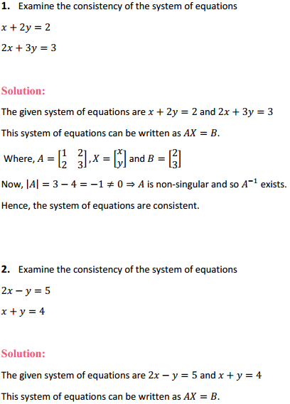 MP Board Class 12th Maths Solutions Chapter 4 Determinants Ex 4.6 1