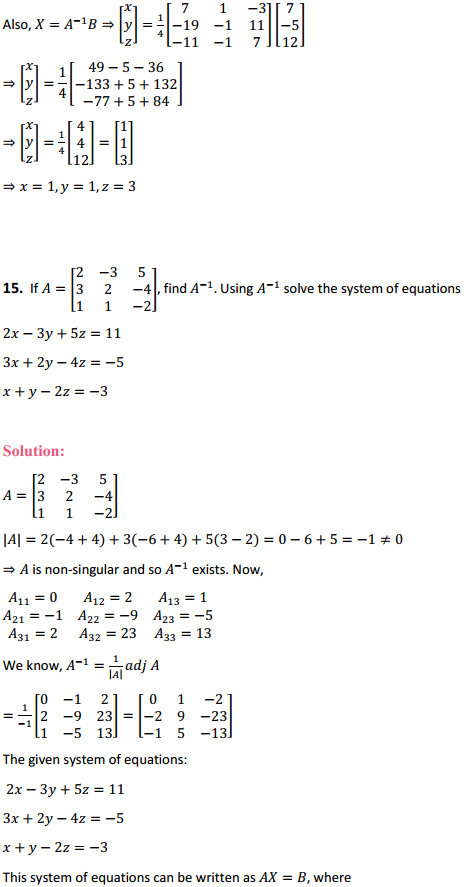 MP Board Class 12th Maths Solutions Chapter 4 Determinants Ex 4.6 14