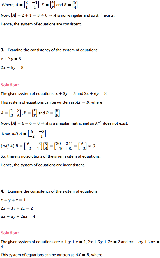 MP Board Class 12th Maths Solutions Chapter 4 Determinants Ex 4.6 2
