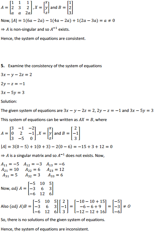 MP Board Class 12th Maths Solutions Chapter 4 Determinants Ex 4.6 3