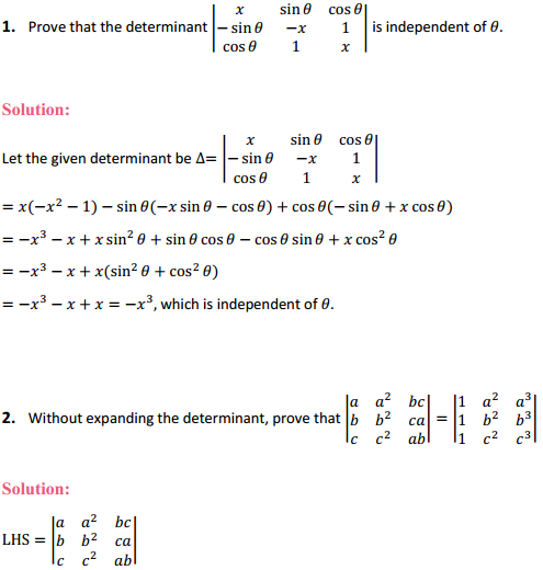 MP Board Class 12th Maths Solutions Chapter 4 Determinants Miscellaneous Exercise 1