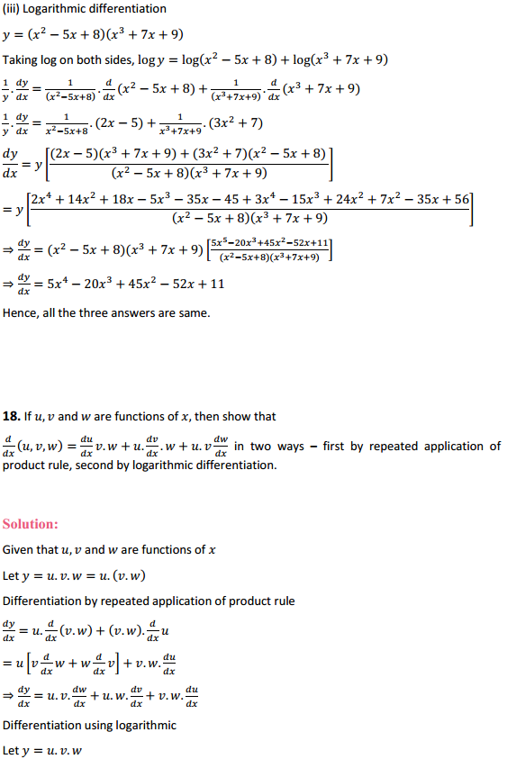 MP Board Class 12th Maths Solutions Chapter 5 Continuity and Differentiability Ex 5.5 19