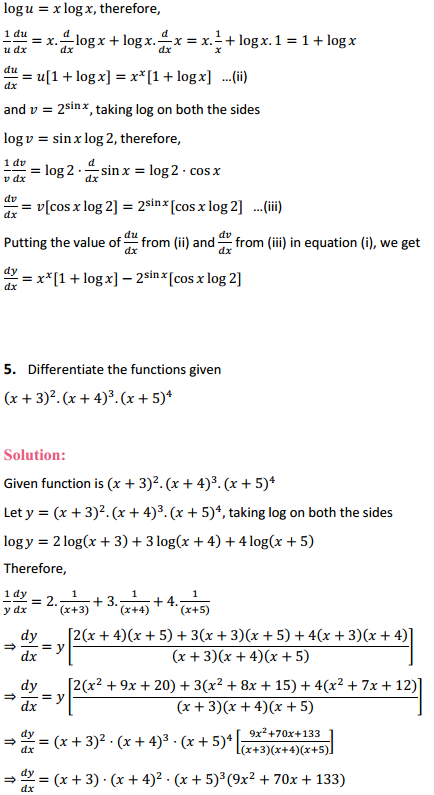 MP Board Class 12th Maths Solutions Chapter 5 Continuity and Differentiability Ex 5.5 4