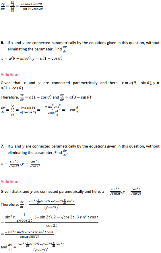 MP Board Class 12th Maths Solutions Chapter 5 Continuity and Differentiability Ex 5.6 3