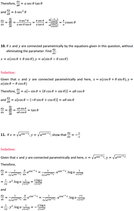 MP Board Class 12th Maths Solutions Chapter 5 Continuity and Differentiability Ex 5.6 6