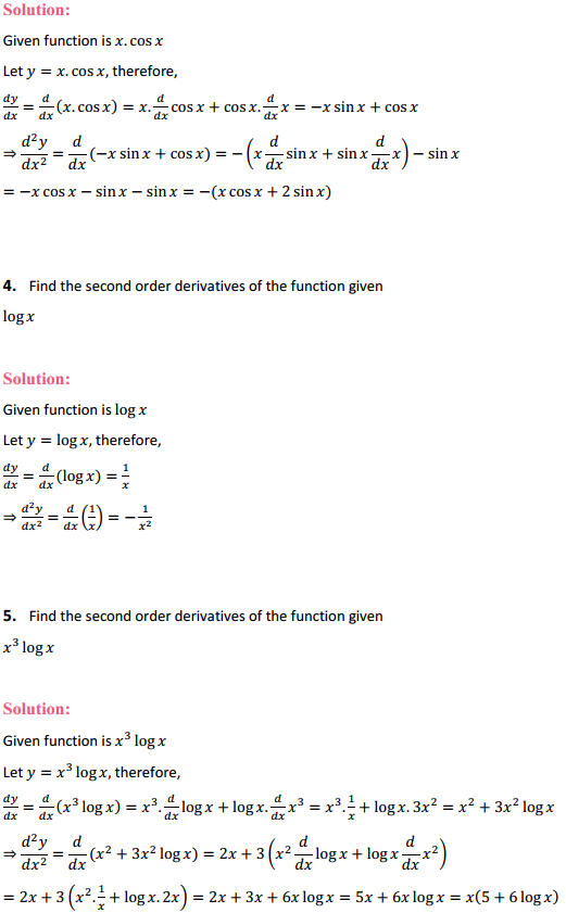 MP Board Class 12th Maths Solutions Chapter 5 Continuity and Differentiability Ex 5.7 2