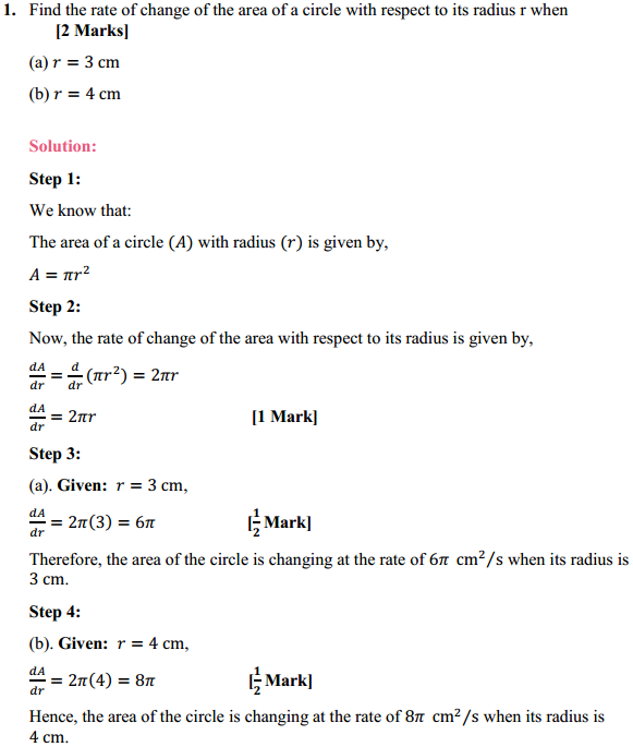 MP Board Class 12th Maths Solutions Chapter 6 Application of Derivatives Ex 6.1 1
