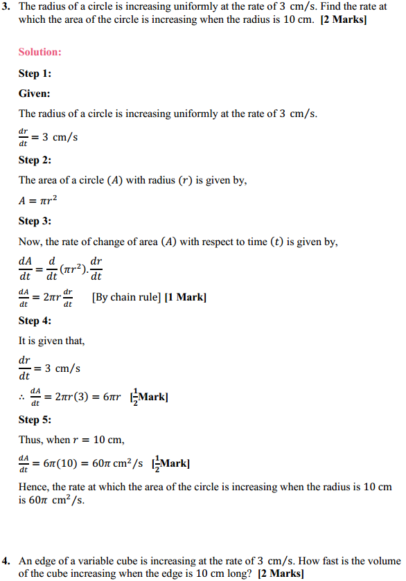 MP Board Class 12th Maths Solutions Chapter 6 Application of Derivatives Ex 6.1 3
